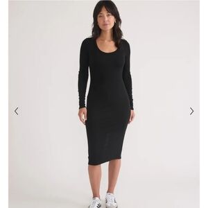 Marine Layer Lexi Rib Long Sleeve Midi Dress S